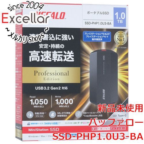 bn:1] BUFFALO 外付けSSD SSD-PHP1.0U3-BA 1TB ブラック 外付け