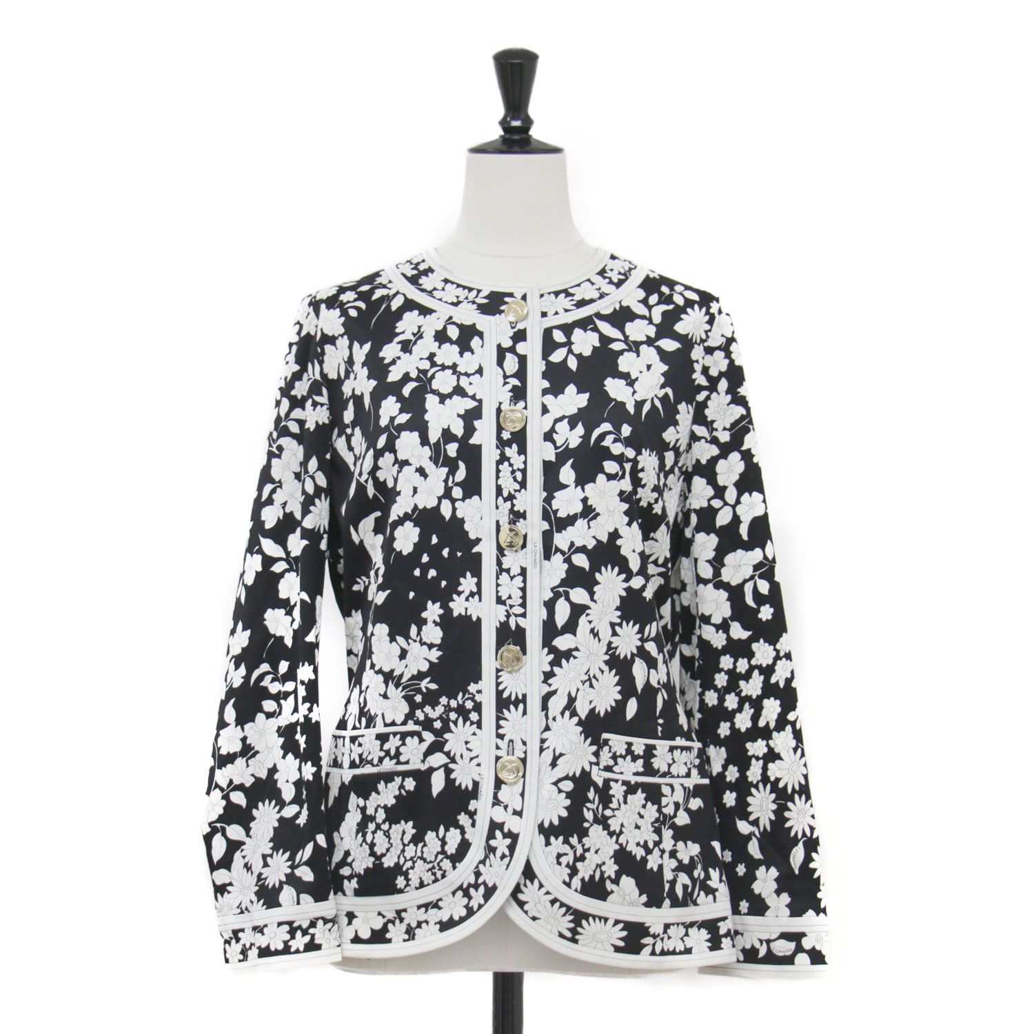 LEONARD ノーカラージャケット 花柄 レディース LEONARD ノーカラー