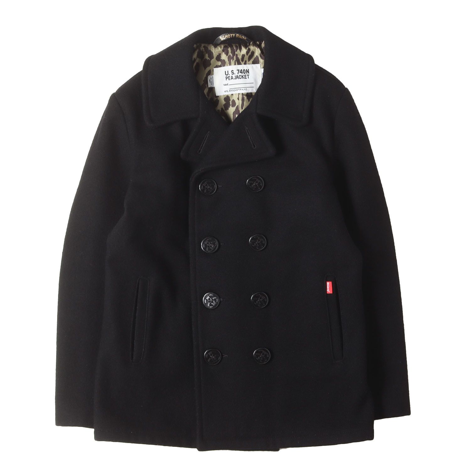 STUSSY ステューシー コート ブラック 黒 サイズ:38(M) | Schott 裏地 
