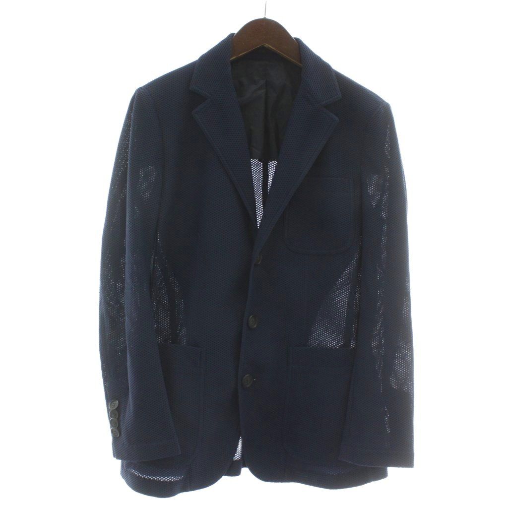 ジョルジオアルマーニ GIORGIO ARMANI テーラードジャケット ブレザー ナイロン メッシュ シングル 3B 背抜き サイドベンツ 46 M 紺 ネイビー RSG02W RS951 /XZ GY18