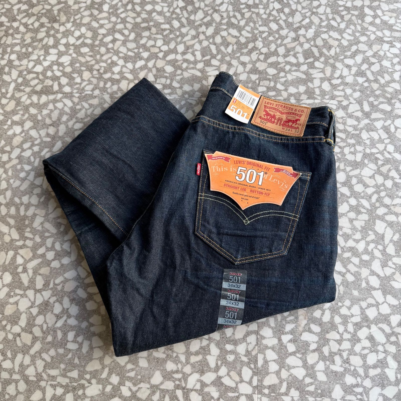 タグ付 Levi's / 501 navy denim size 34×32 リーバイス ネイビー