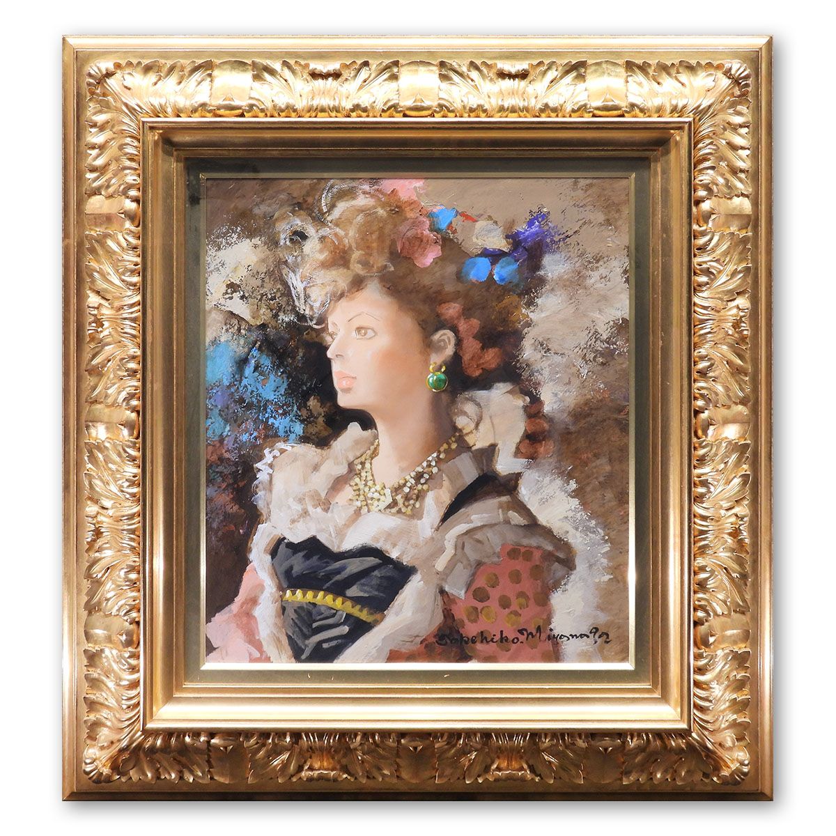 宮永岳彦 黎 油彩10号 人物画 共シール オリジナル額装 女性像 宮永岳彦 黎 油彩10号 人物画 共シール オリジナル額装 女性像