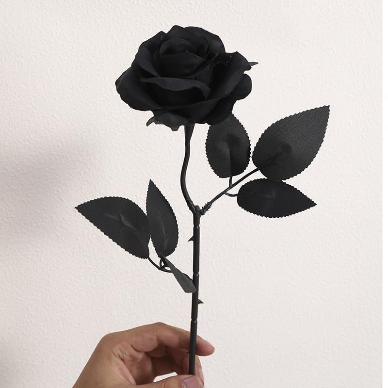造花 黒ローズ 9本セット バラ 一輪 花束 黒薔薇 アートフラワー 造花