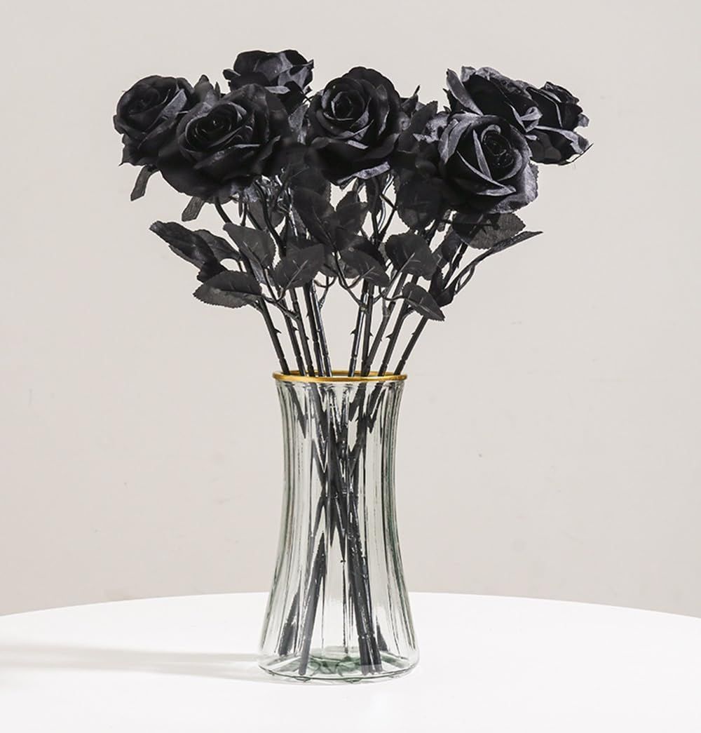 花　アートフラワーブーケ　造花　アートフラワー　薔薇　バラ　パーティー　1 造花 黒ローズ 9本セット バラ 一輪 花束 黒薔薇 アートフラワー 造花
