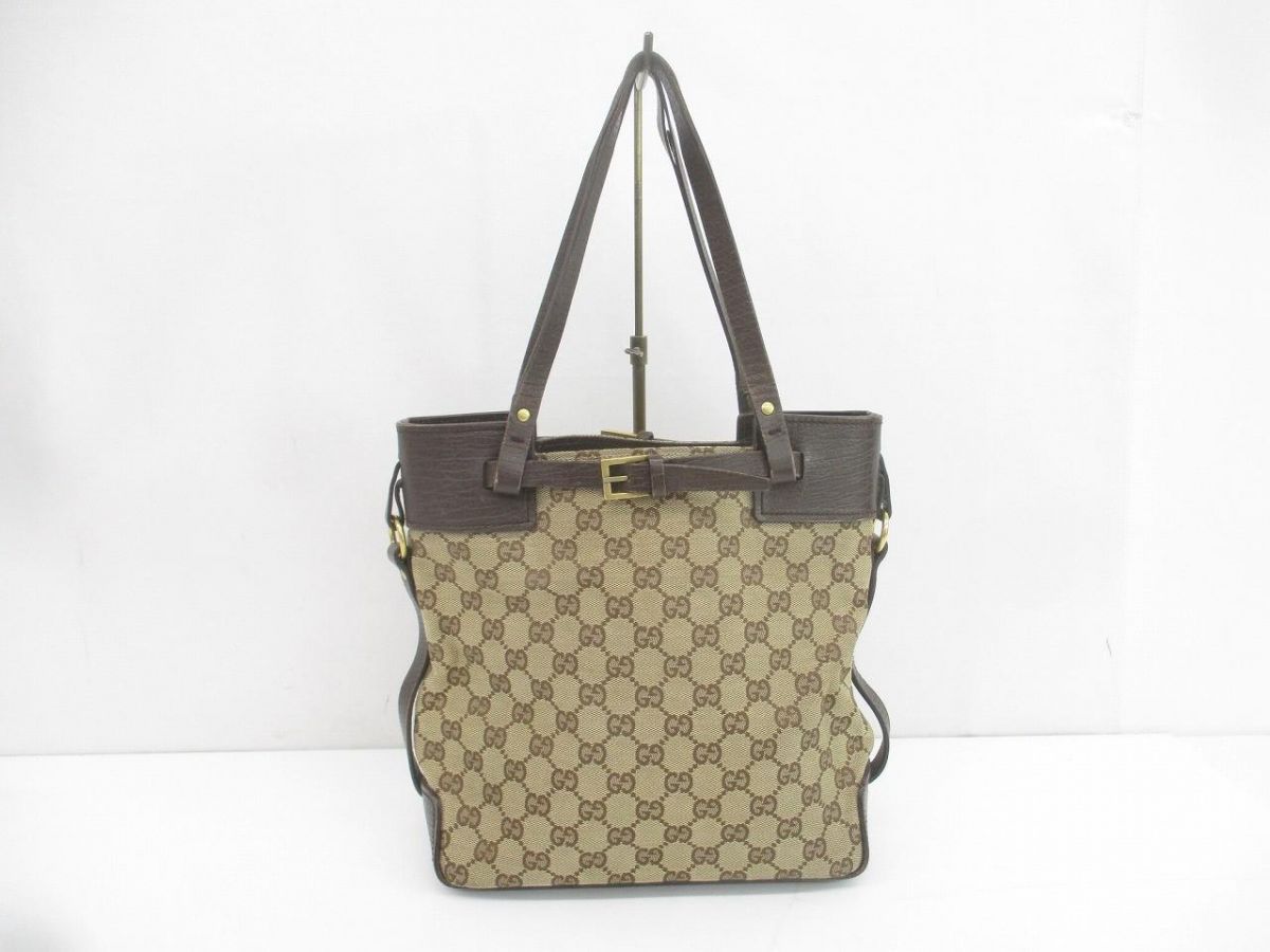 グッチ GUCCI GG キャンバス トートバッグ 107757 ブラウン系 レディース 訳あり