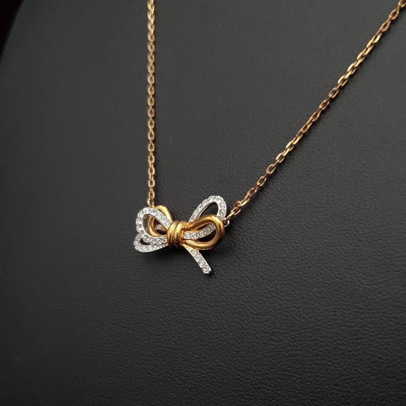 美品 SWAROVSKI Lifelong Bow スワロフスキー ペンダント ネックレス 