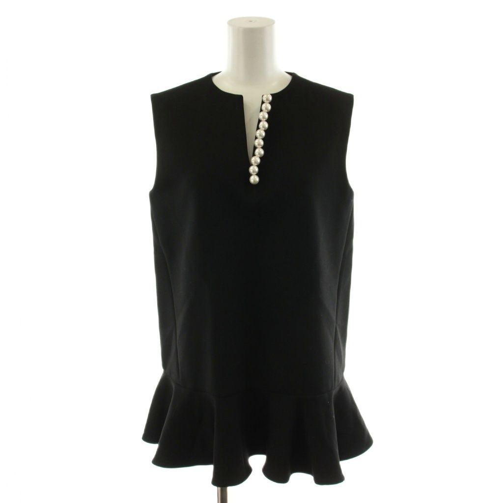 ヨーコチャン YOKO CHAN シャツ ブラウス ノースリーブ フリル パール