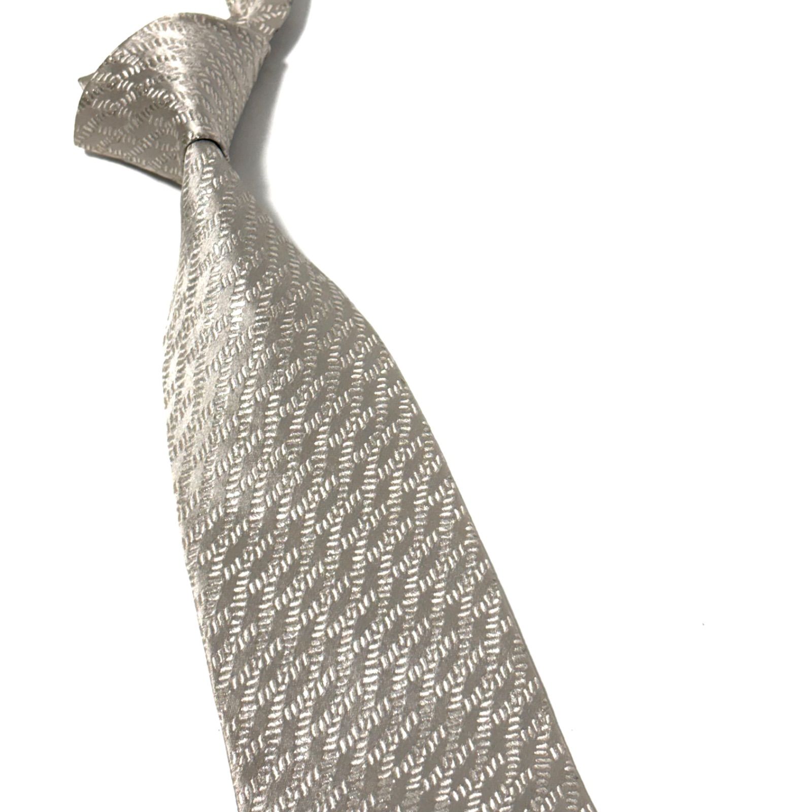 シャルベ ネクタイ 光沢 ブランド シルバー 銀 総柄 シルク フランス製