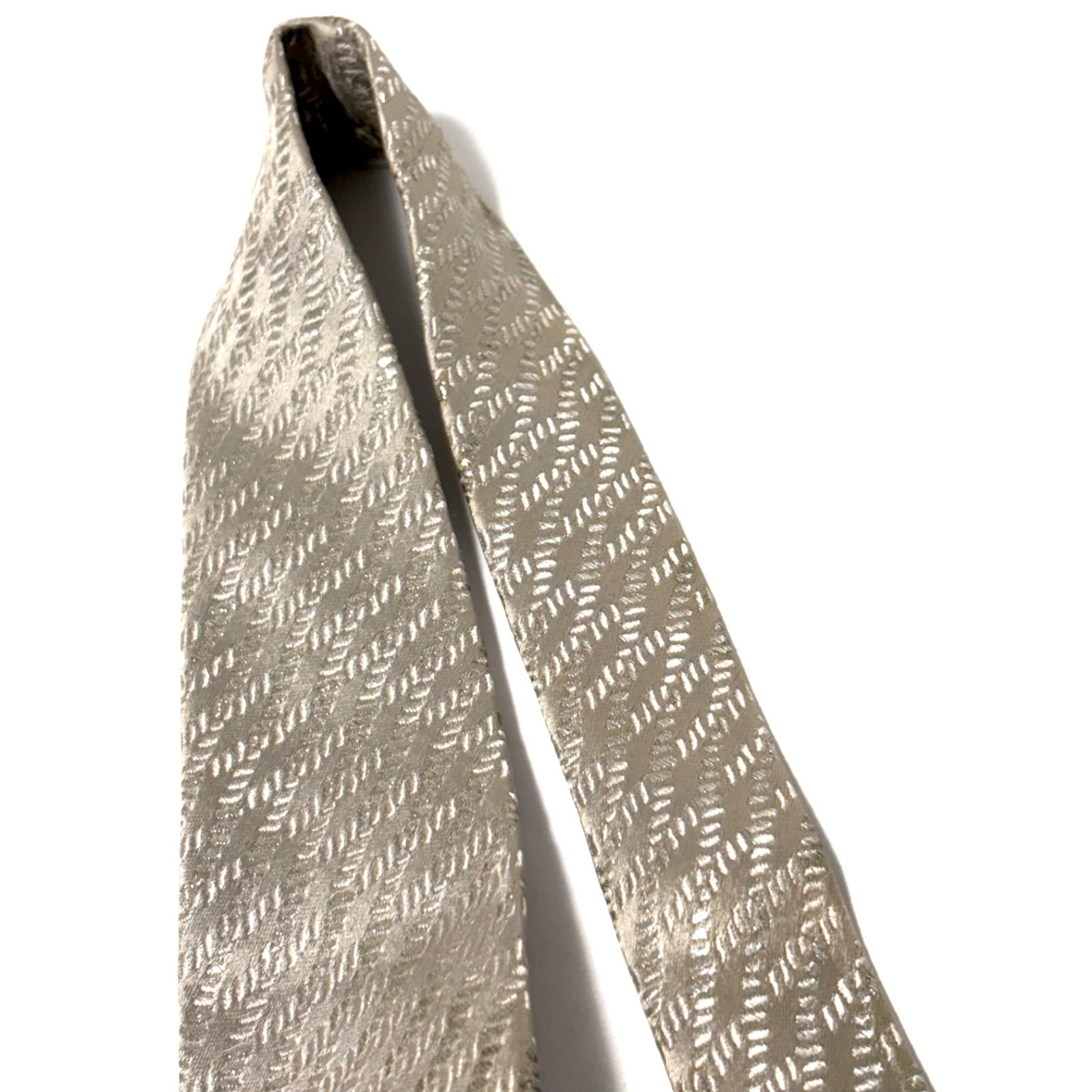 シャルベ ネクタイ 光沢 ブランド シルバー 銀 総柄 シルク フランス製