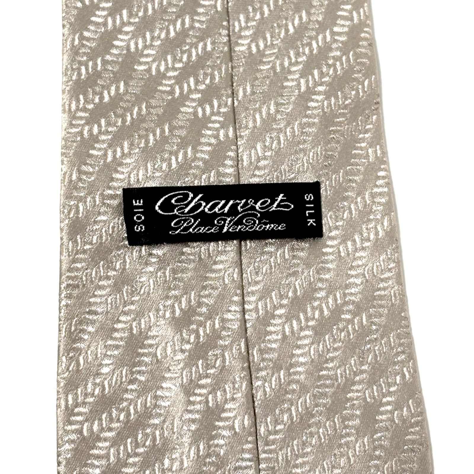 シャルベ ネクタイ 光沢 ブランド シルバー 銀 総柄 シルク フランス製