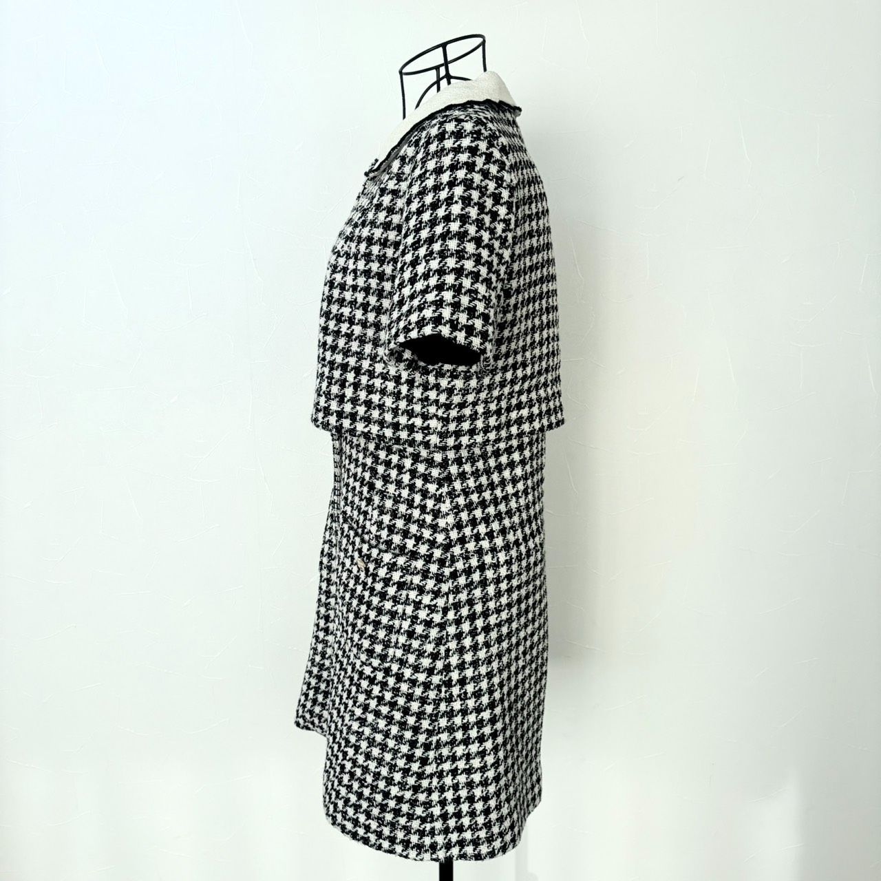 美品 SANDRO サンドロ 千鳥格子 白襟 ワンピース M ハウンドトゥース メルカリ