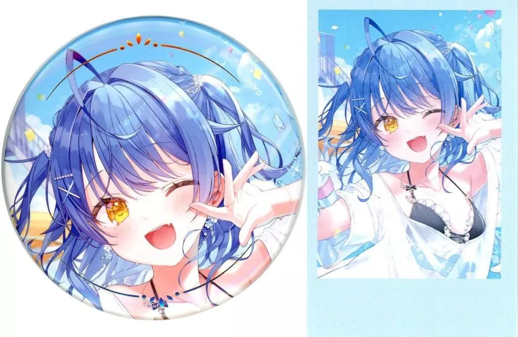 中古】グッズセット 天宮こころ 箔押し缶バッジ＆チェキ風カード