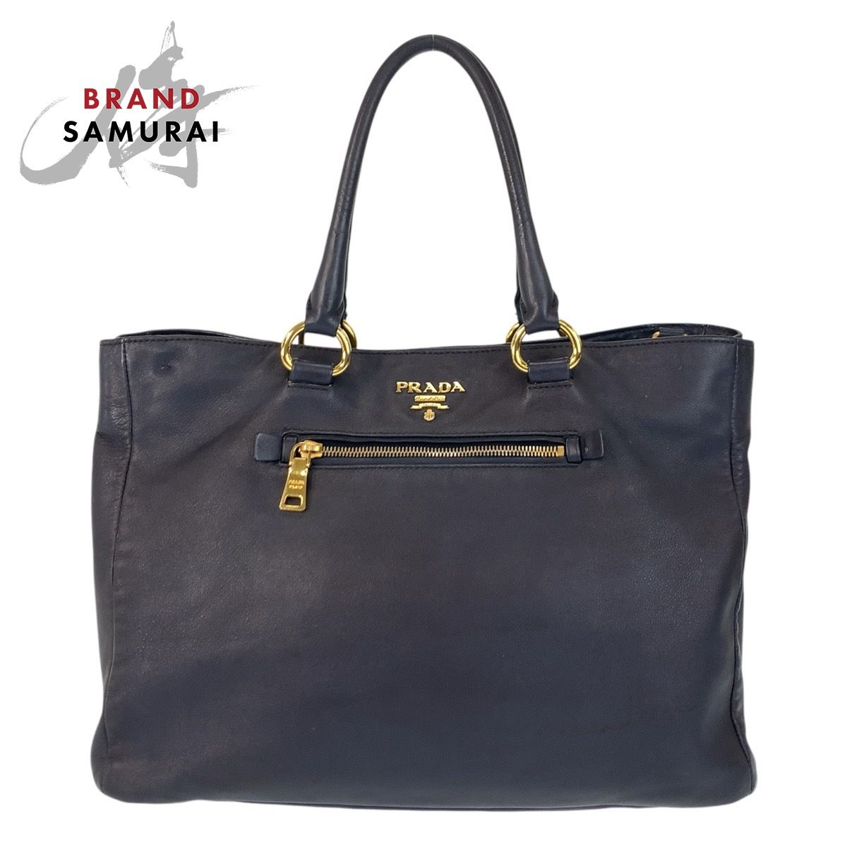 PRADA プラダ 2WAYショルダーバッグ ハンドバッグ トートバッグ ネイビー レザー 1BG227 ゴールド金具 PRADA(プラダ) 2WAYショルダーバッグ ハンドバッグ トートバッグ