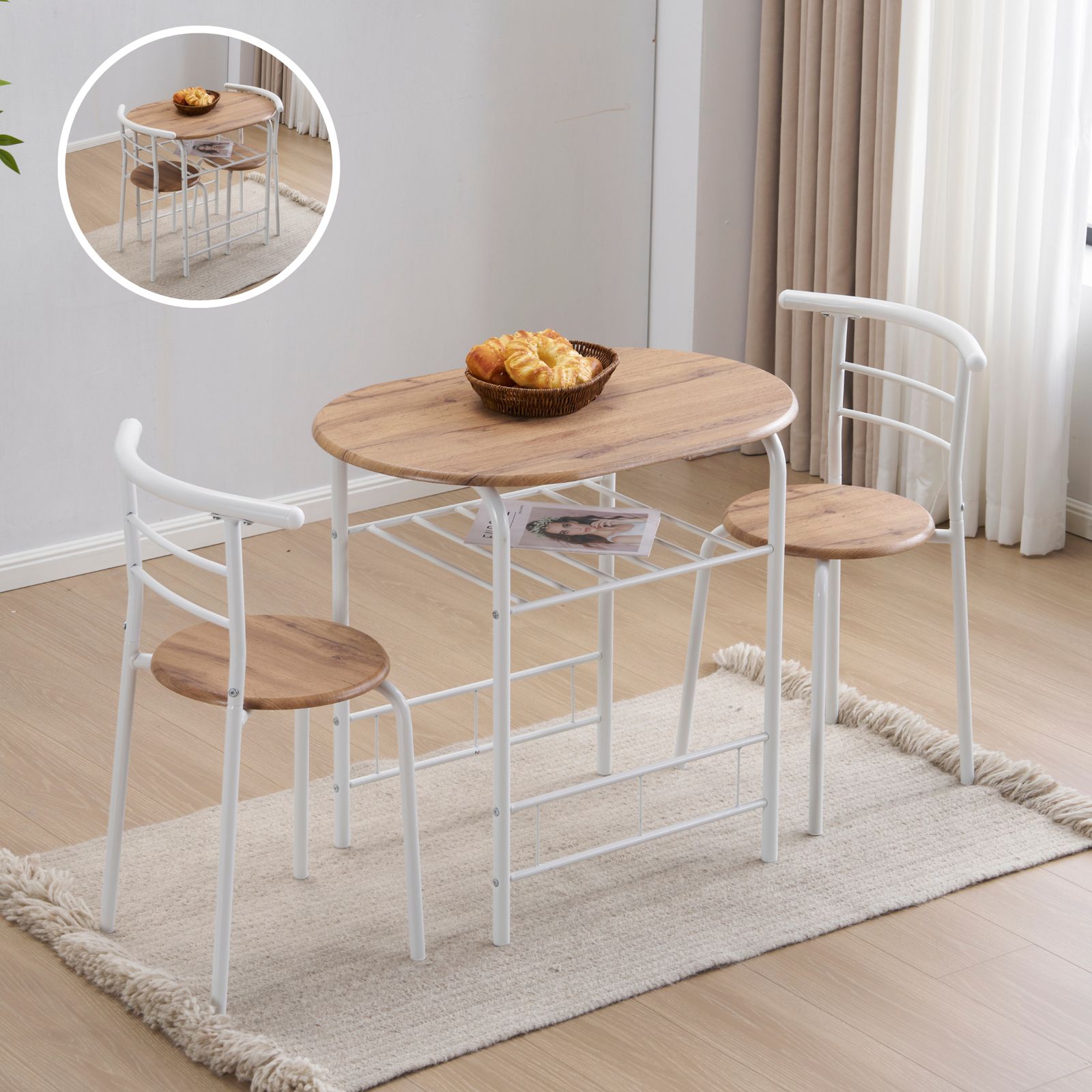 楕円形 ダイニング 3点セット ダイニングテーブル ダイニングセット 食卓 チェア2脚 コンパクトサイズ 2人掛け おしゃれ コンパクト 木目調