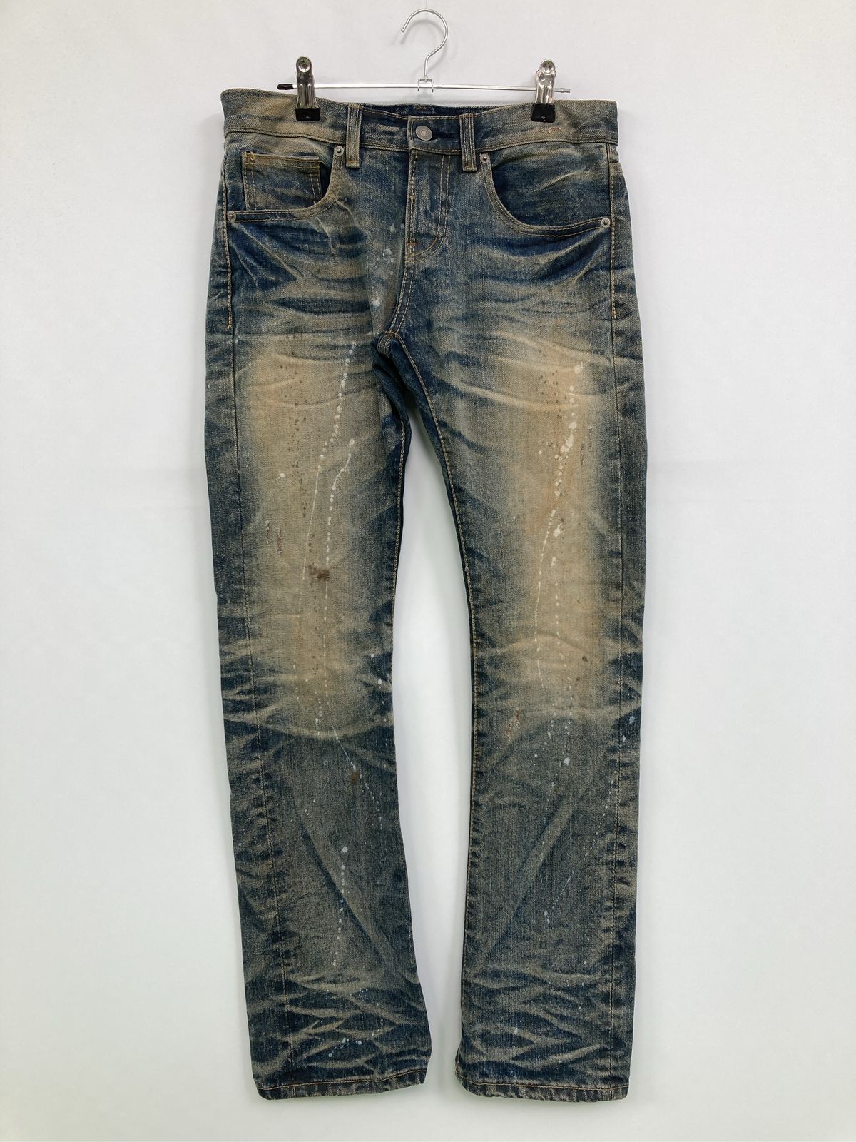 2#1 JEANS デニムパンツ 1 ブルー フルレングス 無地 ワンポイント ブランドロゴ スタンダード ストレート レギュラー ヴィンテージ