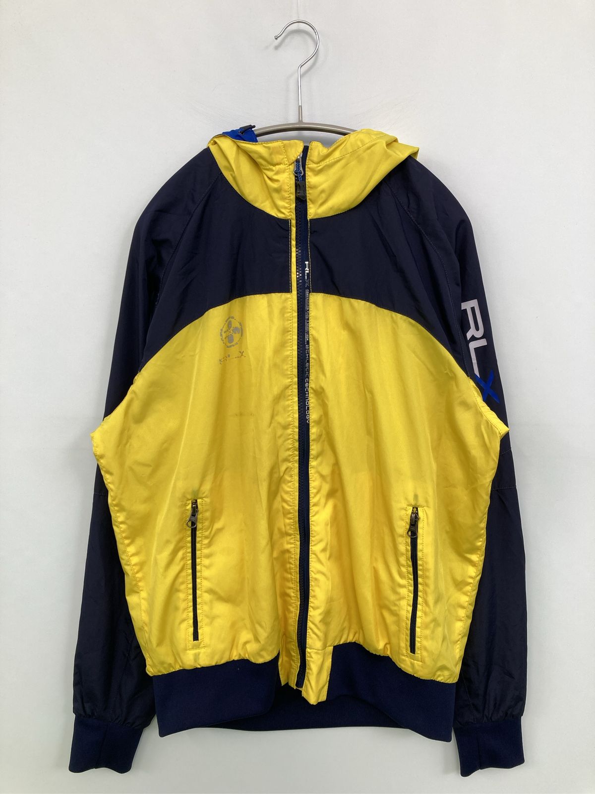 RLX RALPH LAUREN ナイロンジャケット S イエロー ワンポイント ブランドロゴ フードあり
