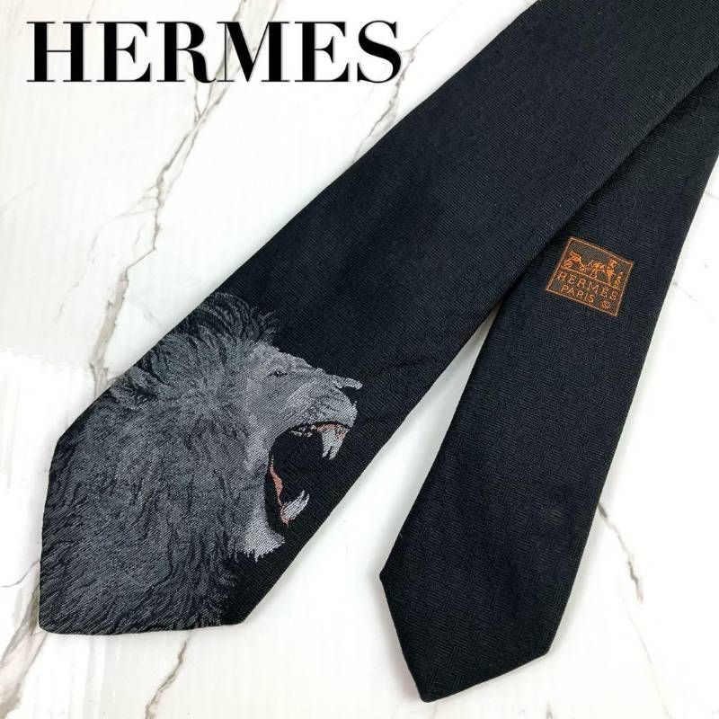 HERMES エルメス ネクタイ ファソネ ROAAAAAR! ロア ライオン アニマル