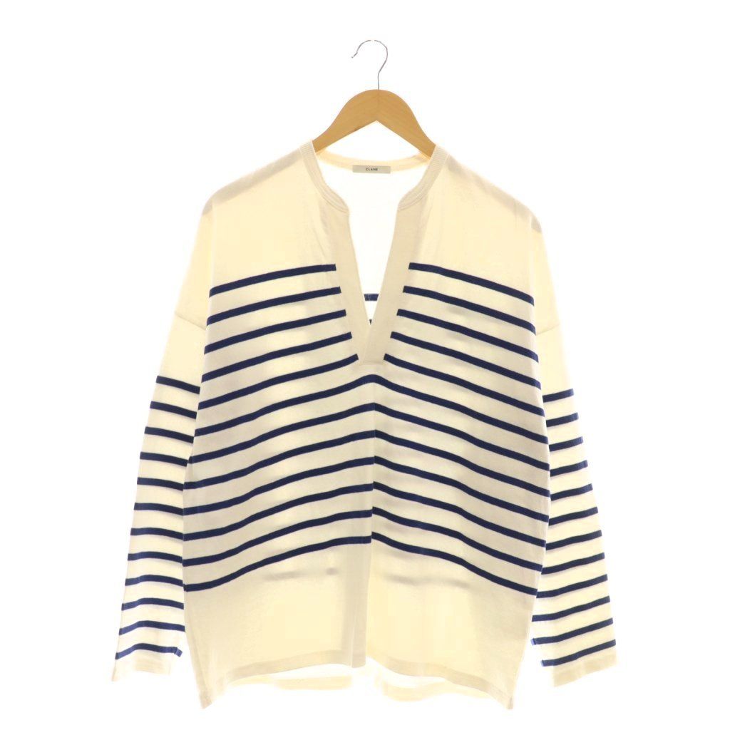 クラネ CLANE ワイドヘンリーネックボーダートップス ボーダー