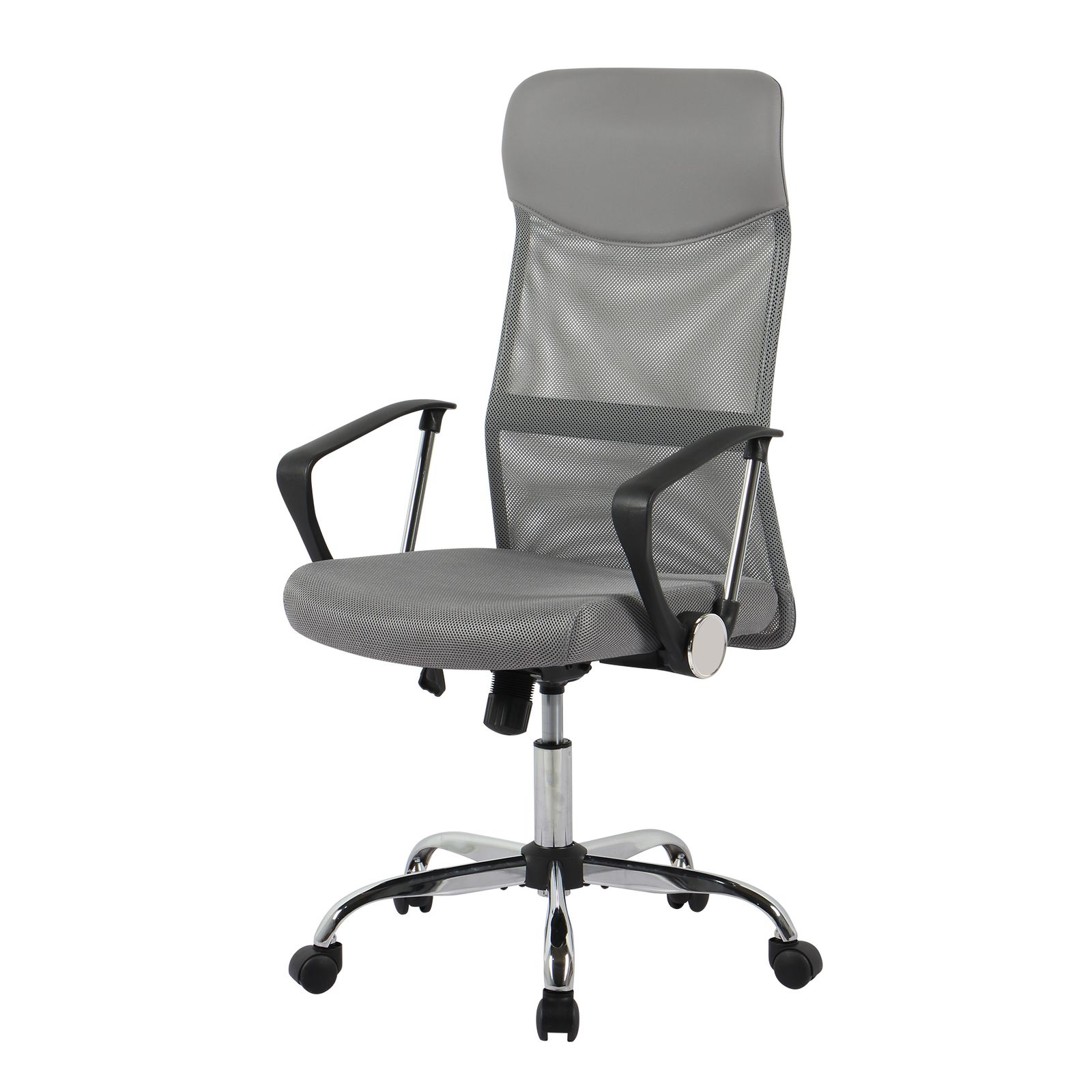 ライトグレー オフィスチェア メッシュ PU ハイバック