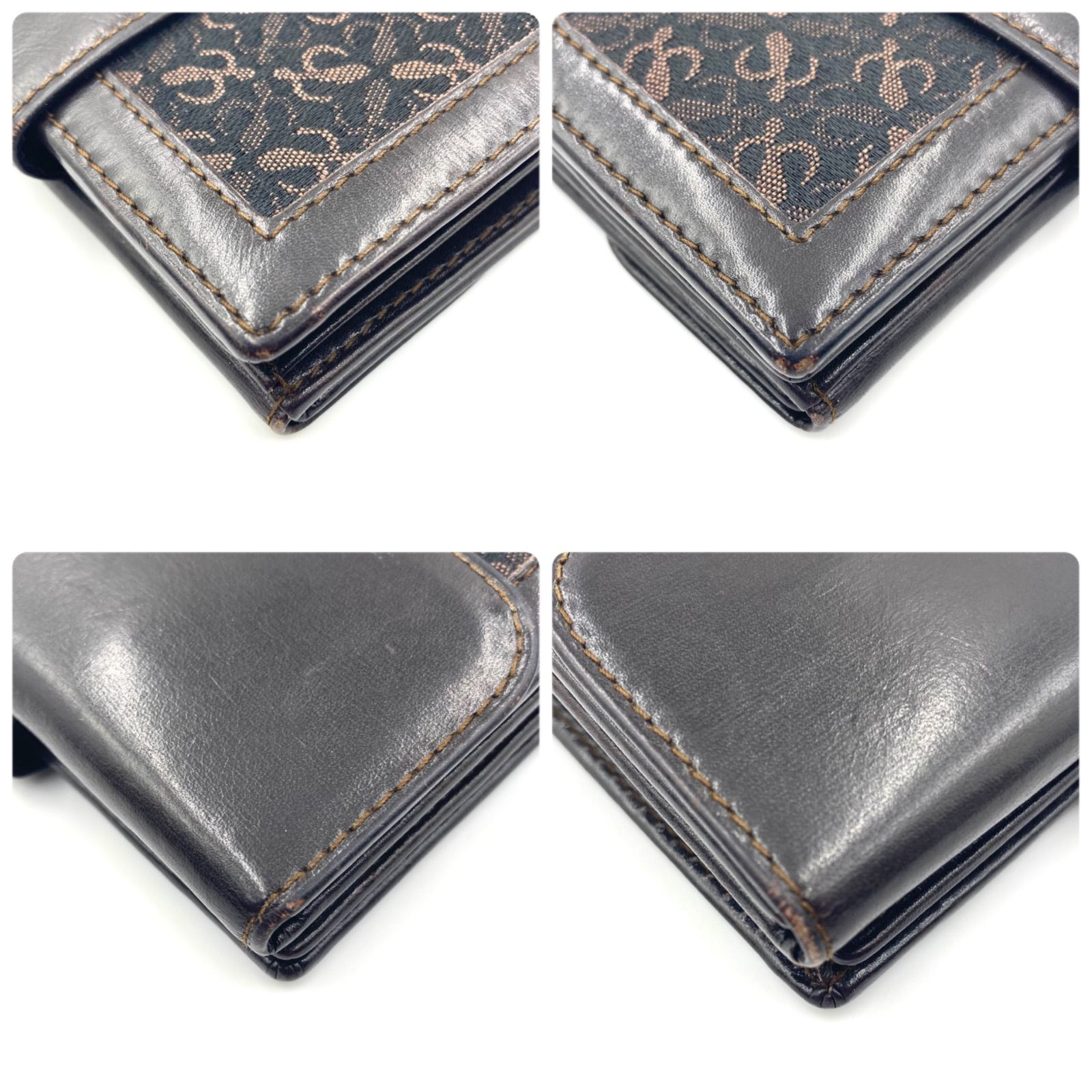 □美品□LOEWE ロエベ リピートアナグラム 三つ折り財布 キャンバス