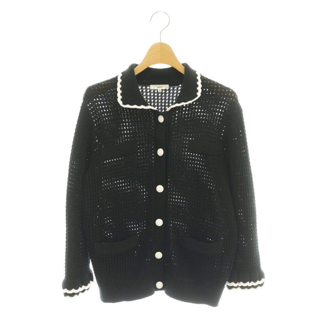 25ss ヨリ　yori クロシェニットジャケット　ホワイト　38 ヨリ yori 25SS コンパクトクロシェニットジャケット カーディガン 38
