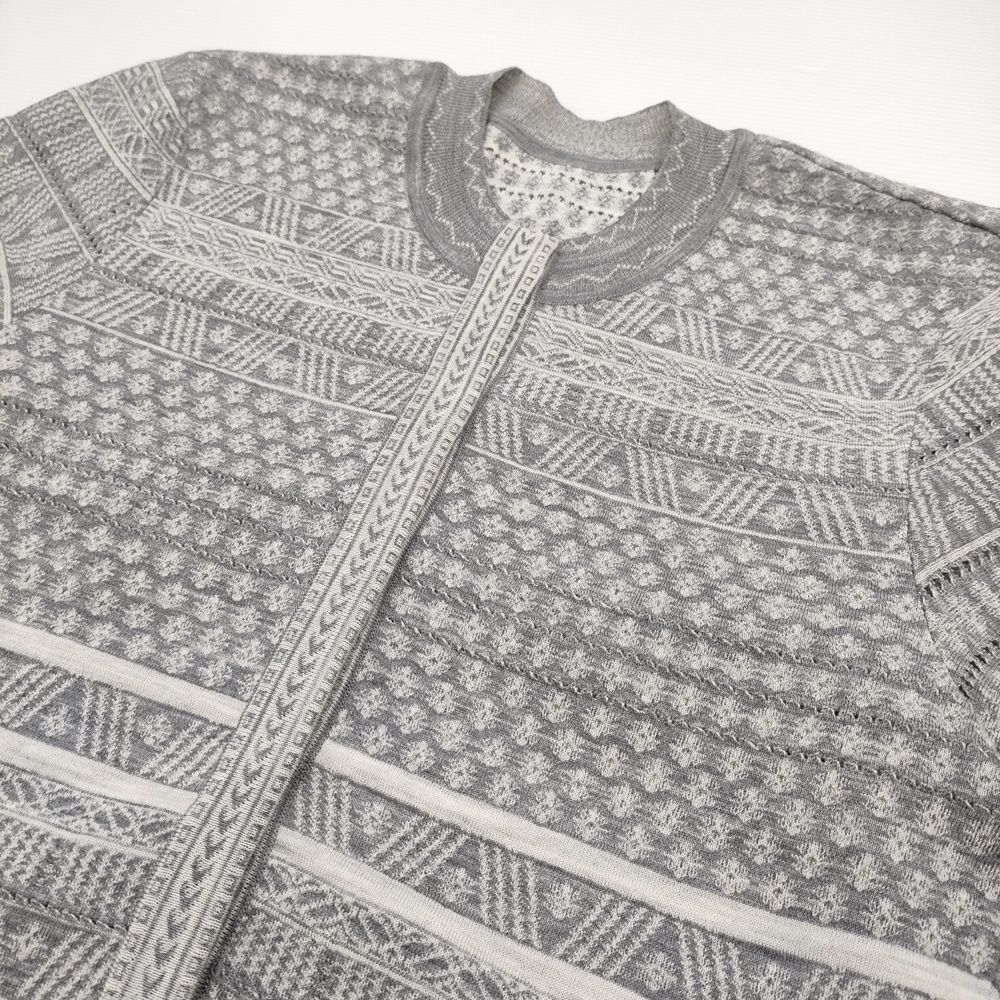 Mame Kurogouchi Mishima Karatsu Floral Pattern Knitted Cardigan 三島唐津 印花柄 定価63800円 カーディガン 24AW グレー ホワイト レディース マメクロゴウチ【中古】6-0131T♪ Mame Kurogouchi Mishima Karatsu Floral Pattern Knitted Cardigan