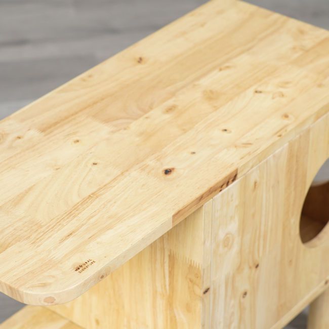 北欧風3WAYサイドテーブル幅70cm 無垢材 キャットハウス 収納