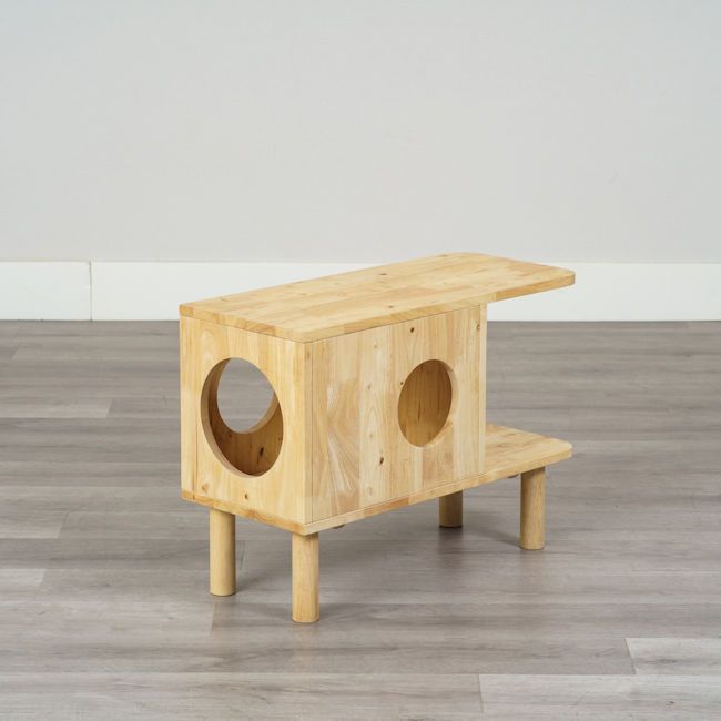 北欧風3WAYサイドテーブル幅70cm 無垢材 キャットハウス 収納