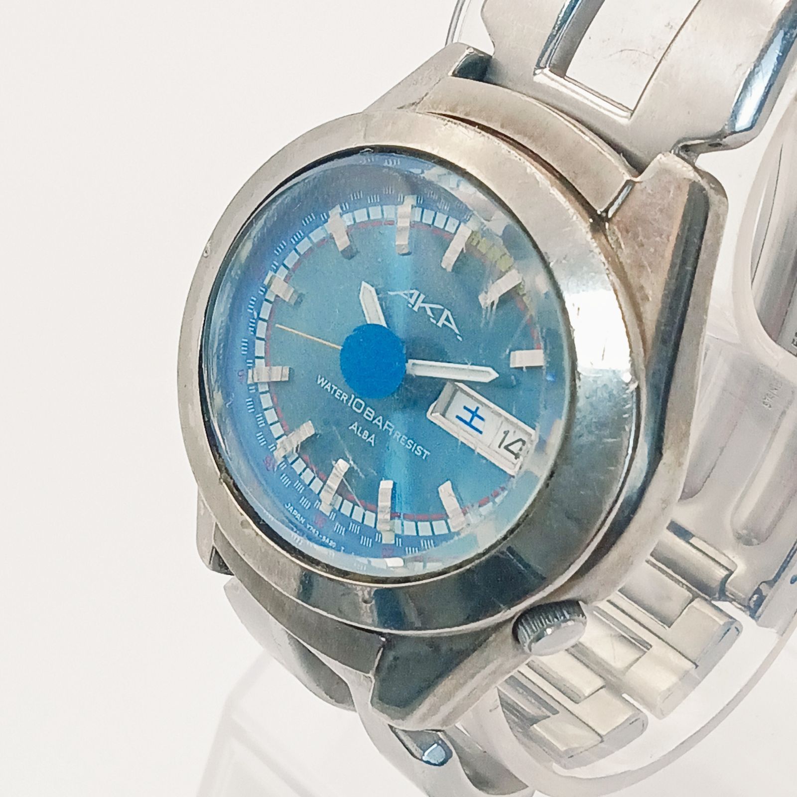 AKA Watch Seiko Silver Blue V743 【稼働 良品】0214-3 SEIKO ALBA 