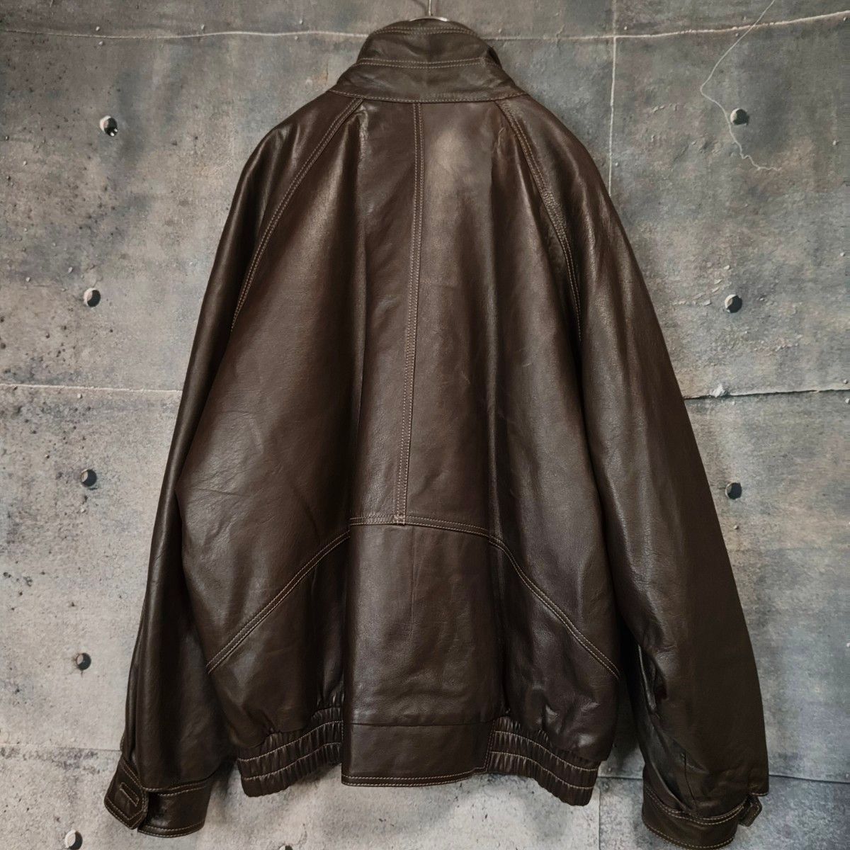 ヴィンテージ スペイン製 ラムレザー ブルゾン 茶 80s 90s XL相当 