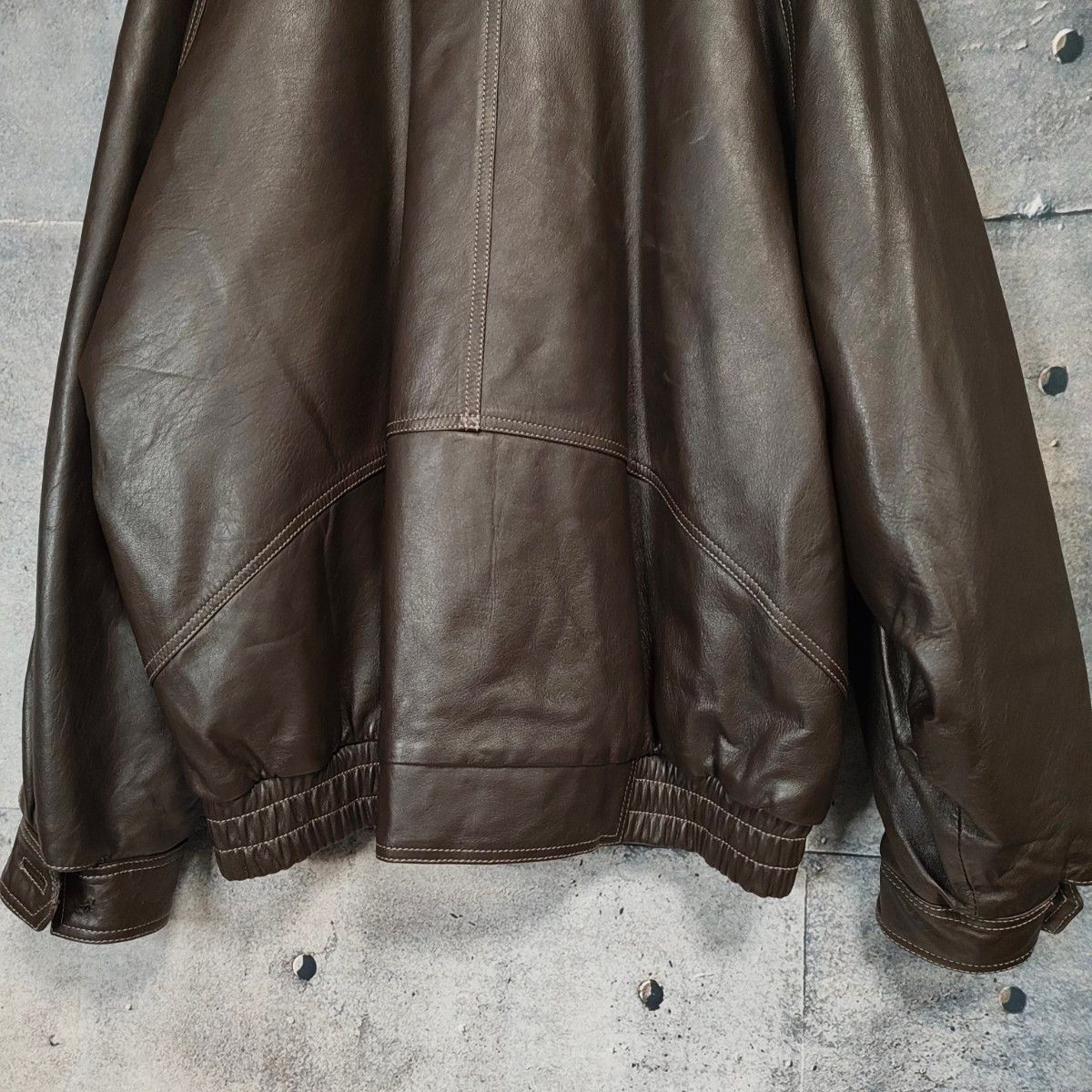 ヴィンテージ スペイン製 ラムレザー ブルゾン 茶 80s 90s XL相当 