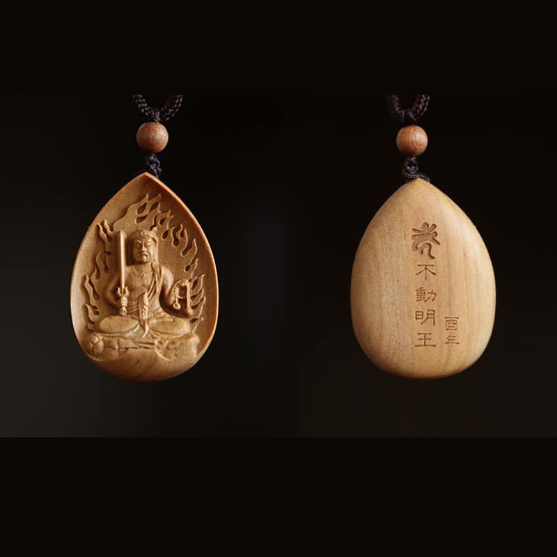 新品】 仏像【不動明王】 ペンダント ネックレス 木彫り