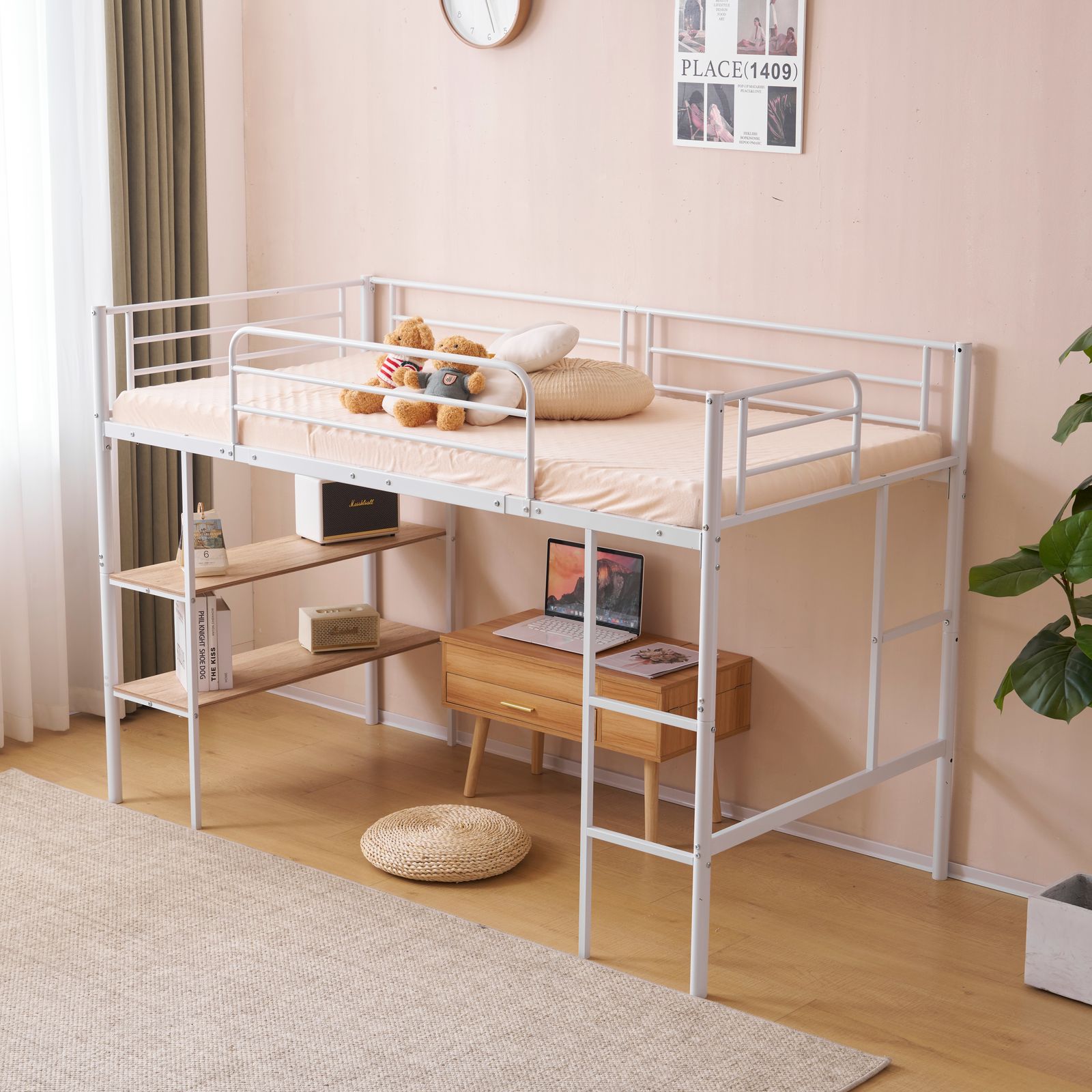 新入荷」全新品 ホワイト ロフトベッド パイプベッド シングルベッド 