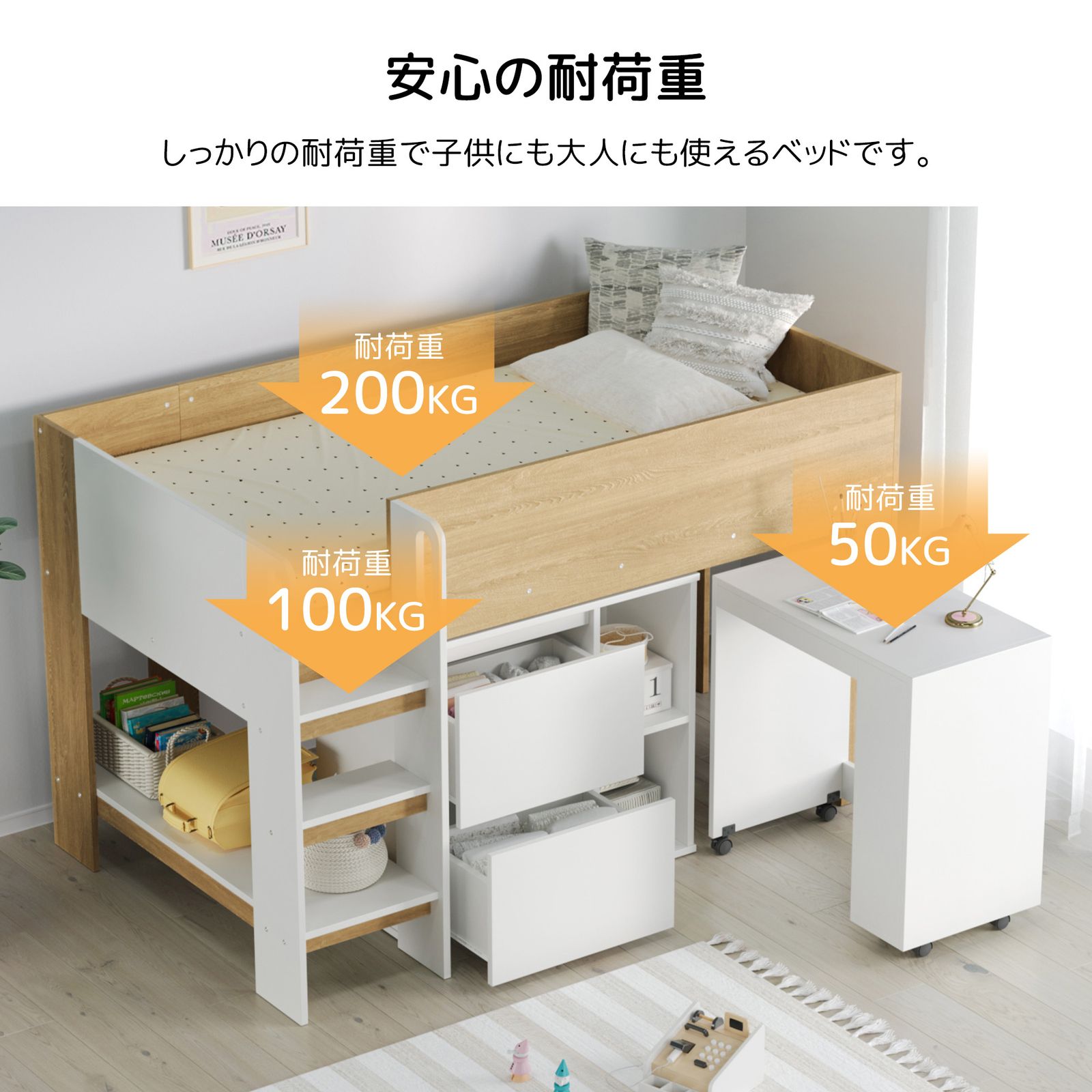 7月31日再入荷予定」全新品 【3梱包】システムベッド 3点セット 分離