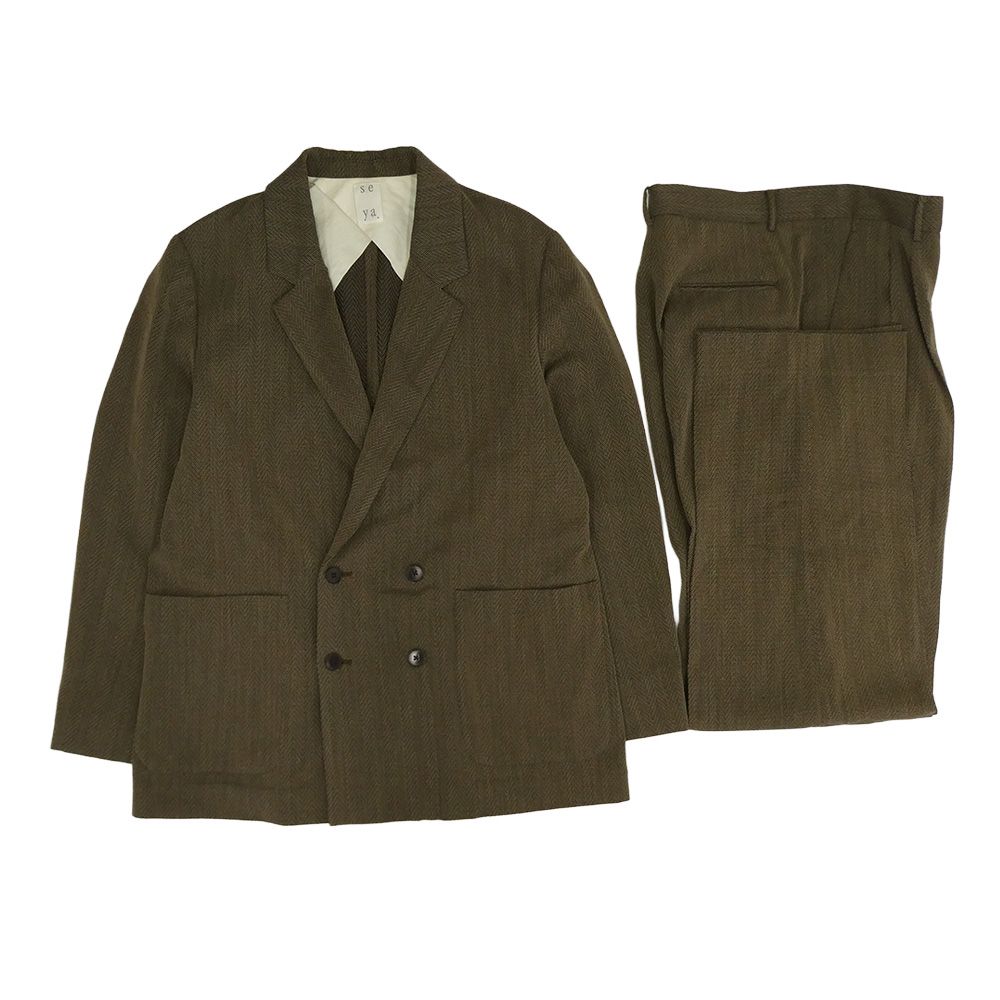 seya. セヤ SIWA TAILORED W JACKET TRAVEL PANTS ヘリンボーン