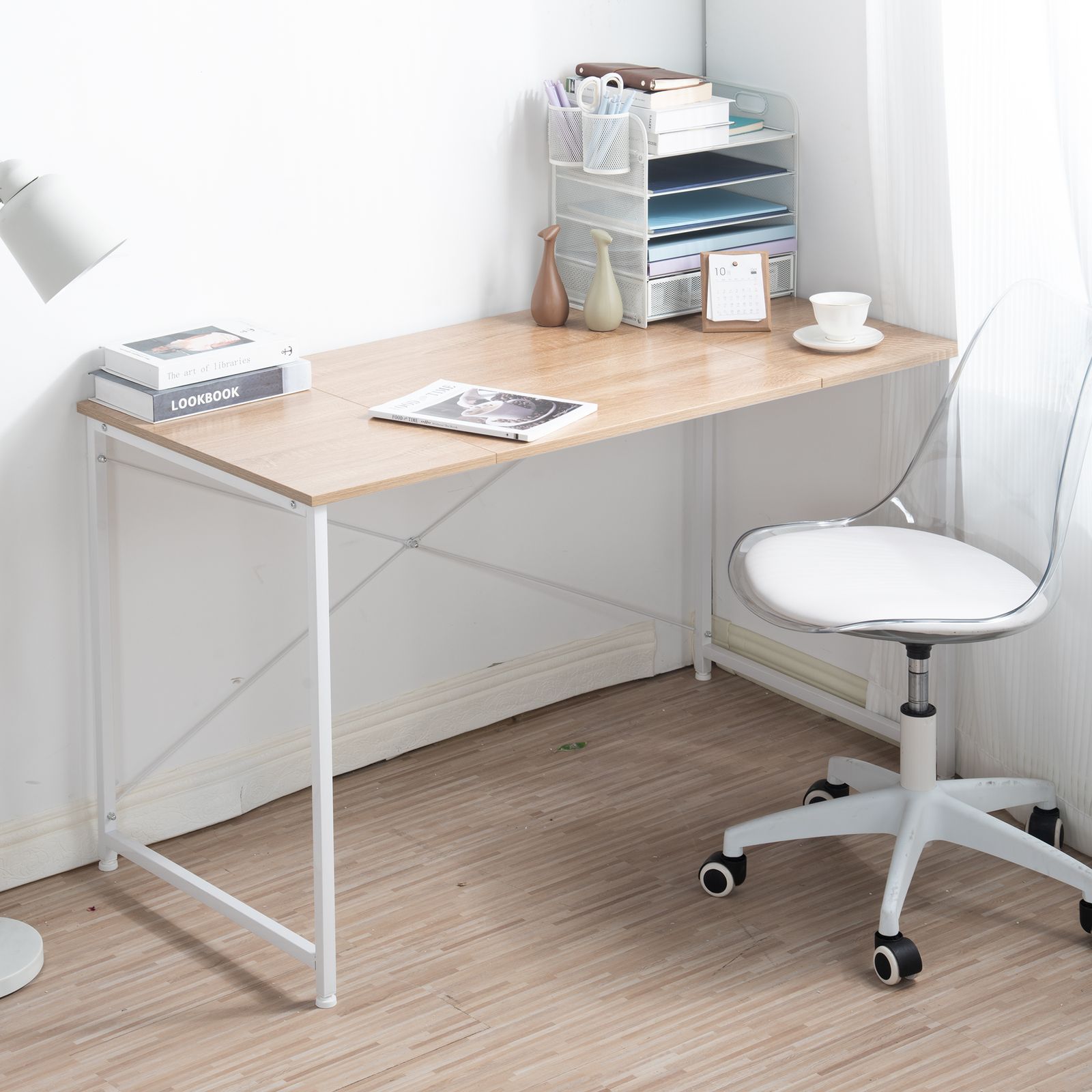 オフィスチェア+パソコンデスク セット】【ナチュラル】パソコンデスク