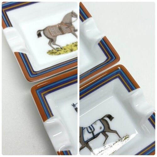 HERMES エルメス ミニ アッシュトレイ 2点セット 陶器 ホワイト