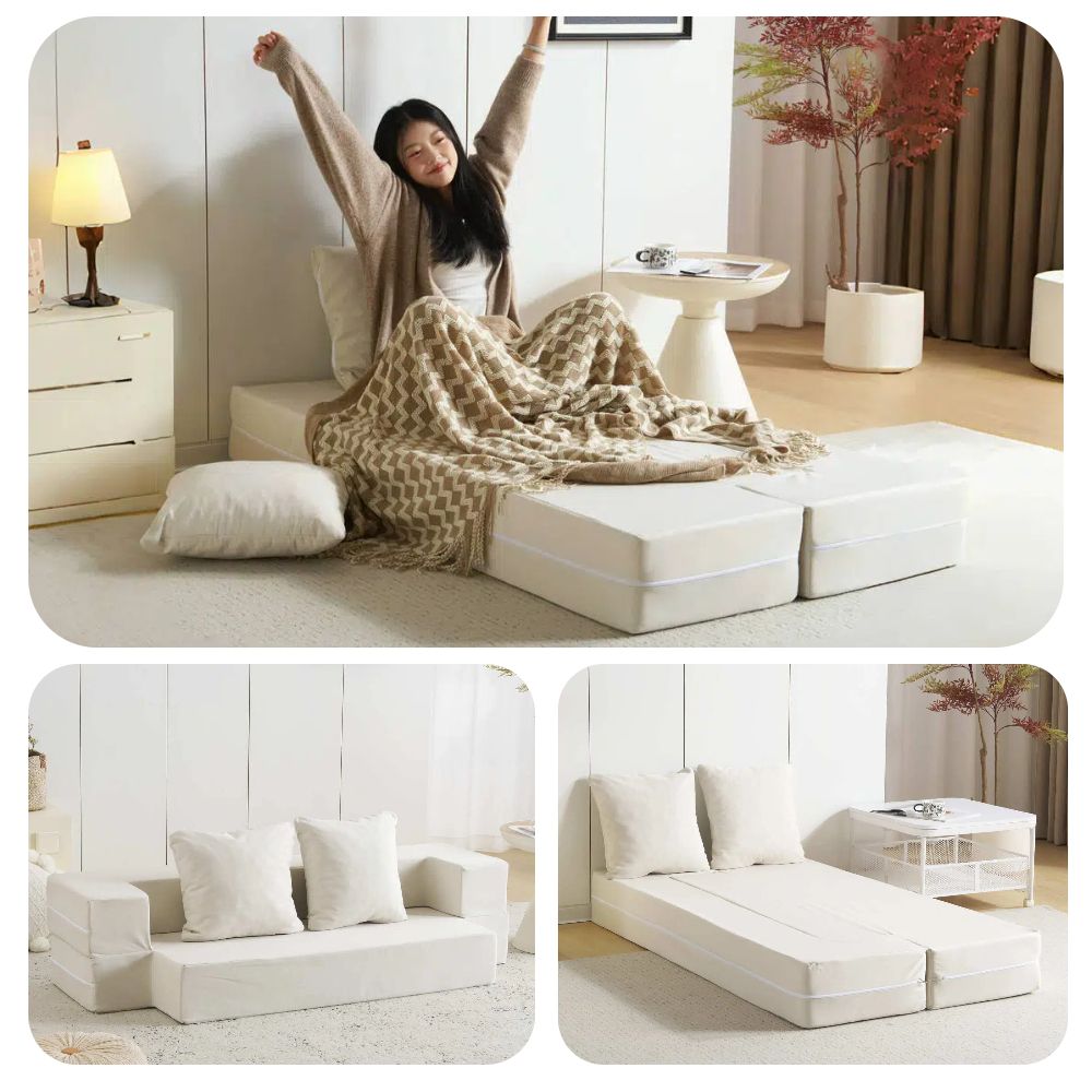 2人掛けソファベッド 組立て不要 フロアソファ コンパクト ローソファ ソファー 1人暮らし マルチに使える クッション付き 座椅子 1人掛け 完成品 運びに便利だ 軽いソファー 圧縮梱包 高反発ウレタン ウレタンの密度25D 支持力150N