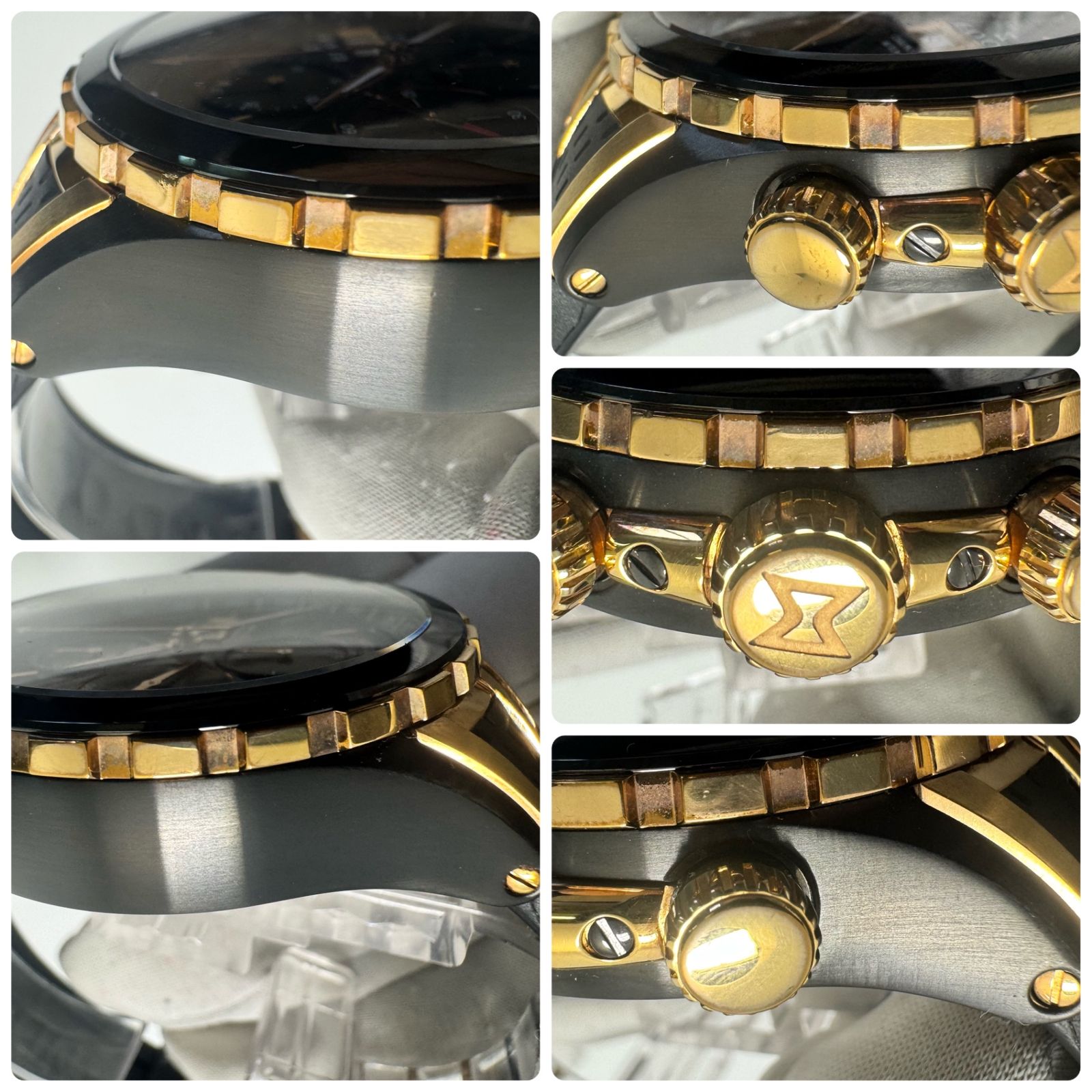  動作良好 腕時計 メンズ エドックス EDOX グランドオーシャン クロノグラフ 01113-357RN-NIR 自動巻 デイデイト表示 黒 ラバーベルト 100m防水 セットアップ 自動巻き時計 腕時計(アナログ)