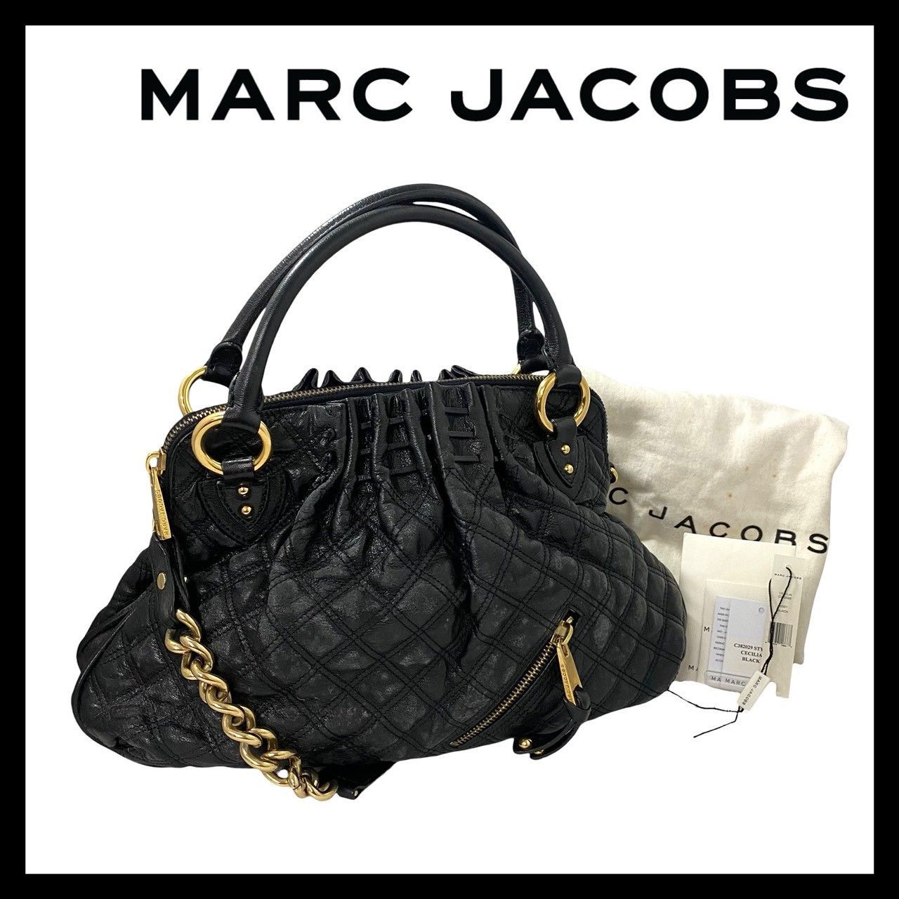 M【MARC JACOBS】セシリア スタムバッグ レザー ブラック/黒 