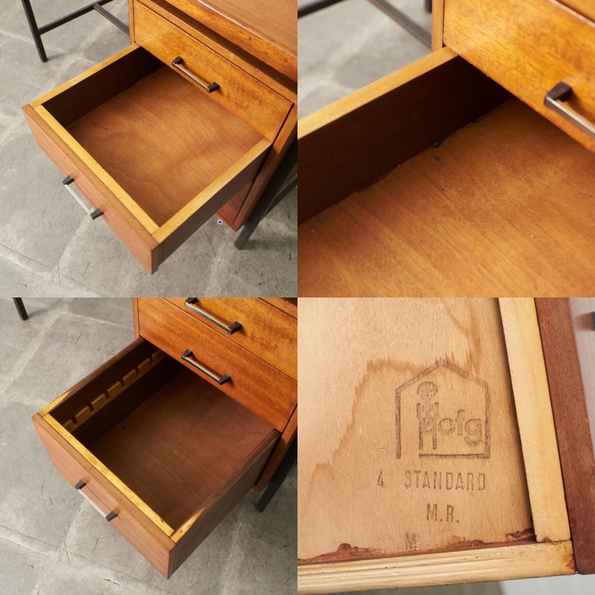 ジャパン ヴィンテージ 片袖 デスク 木製 書斎机 勉強机 パソコン