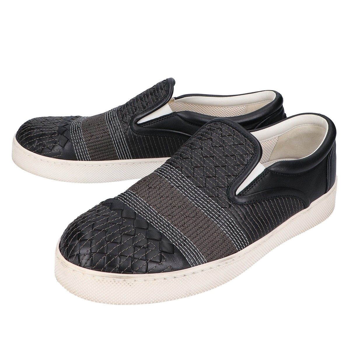 8万新品BOTTEGA VENETA☆イントレ装飾黒×黒スニーカー【41】