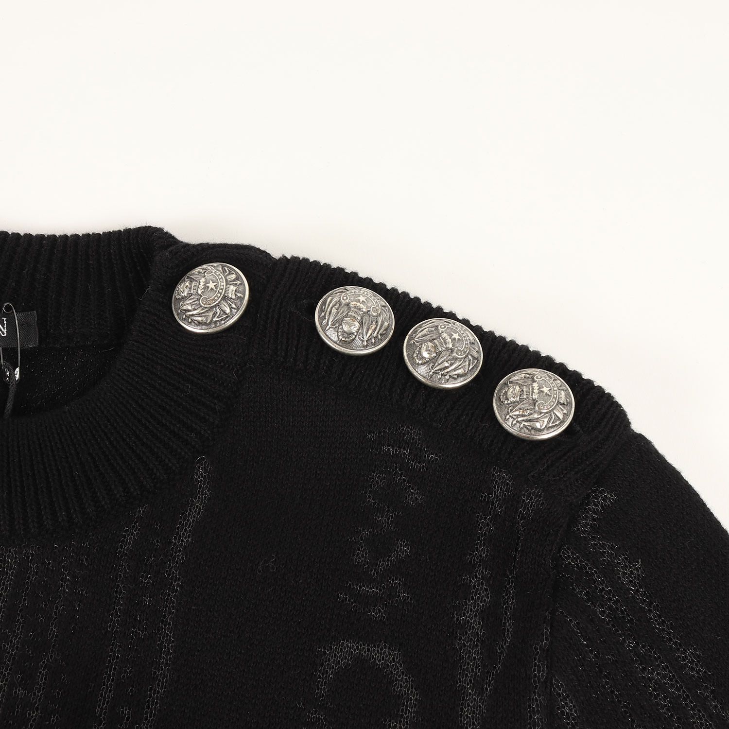 【新品】BALMAIN HOMME バルマンオム ニット サイズ:XS / ジオメトリ ジャガード コットン ナイロン ニット (S7H6654M004) / ブラック 黒 / トップス セーター プルオーバー / フランス製【メンズ】 新品】BALMAIN HOMME バルマンオム ニット サイズ:XS / ジオメトリ