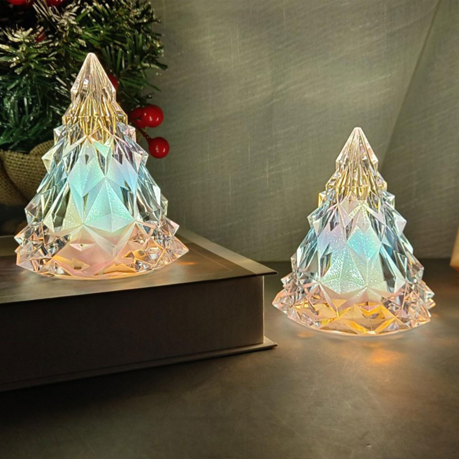 2個 光る 卓上 多彩 イルミネーション 置物 クリスマスツリー 電飾 LED 