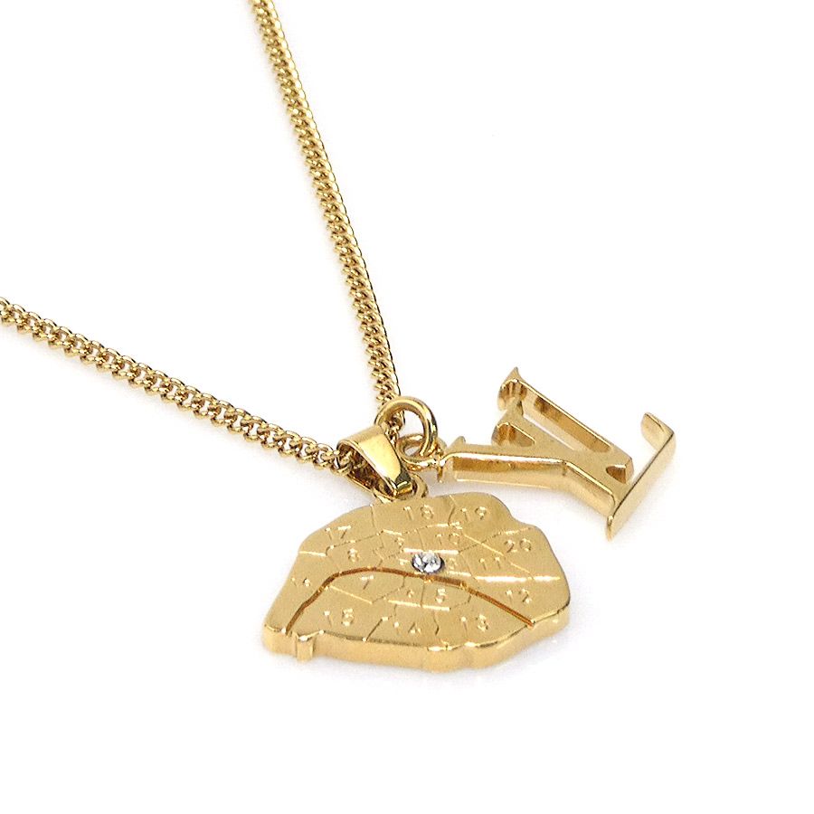 ルイ ヴィトン LOUIS VUITTON ネックレス コリエ マップ LVイニシャル