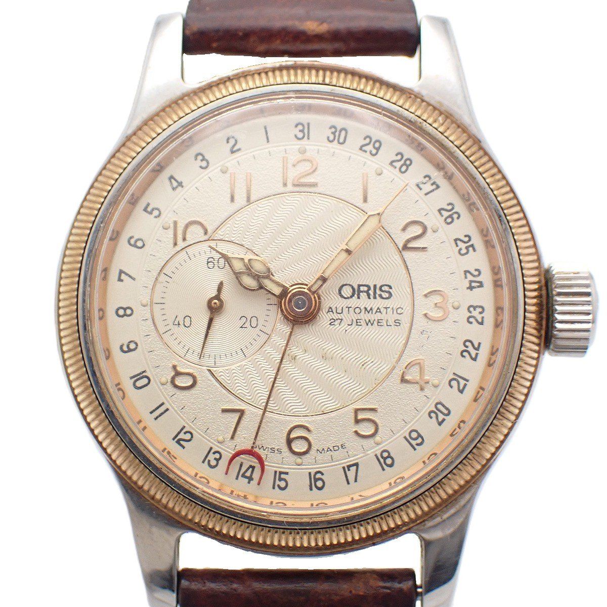 オリス ビッグクラウン ポインターデイト 自動巻き ボーイズ 腕時計 アイボリー文字盤 純正革ベルト 7462 いおき質店