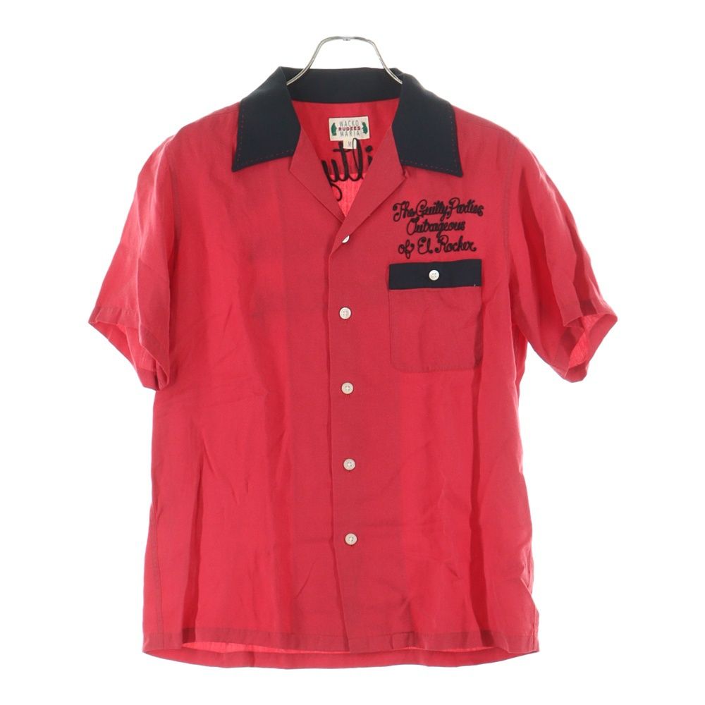 WACKO MARIA (WACKO MARIA) Double Side Embroidered Design Chest Pocket 5B Open Collar Bowling Short Sleeve Shirt Red