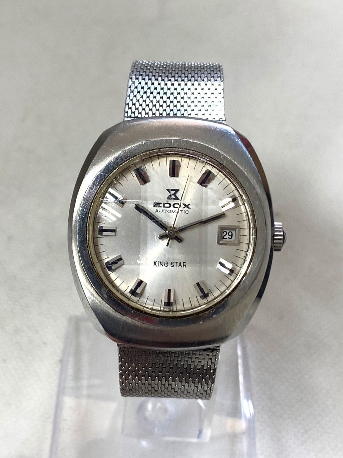 EDOX エドックス KING STAR キングスター 自動巻き 腕時計 メンズ デイト シルバー文字盤 st020301