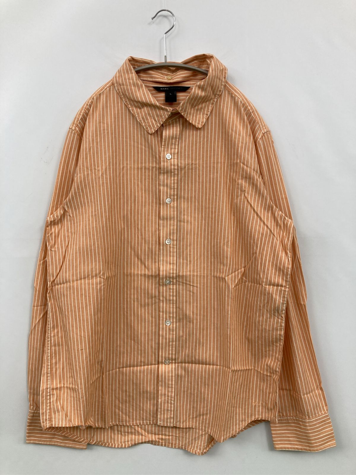MARC JACOBS シャツ/ブラウス L オレンジ コットン ストライプ柄 ミドル丈 長袖 レギュラーカラー