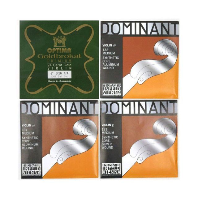 オプティマ ゴールドブラカット 《プレミアム》 ボールエンド0.26 ＋ Dominant 131 ＋ 132 ＋ 133 / バイオリン 弦 セット 4/4